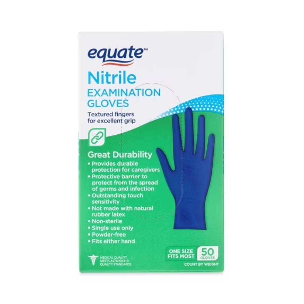 Exam Glove Nitrile - Gants d'examen en nitrile Equate, taille